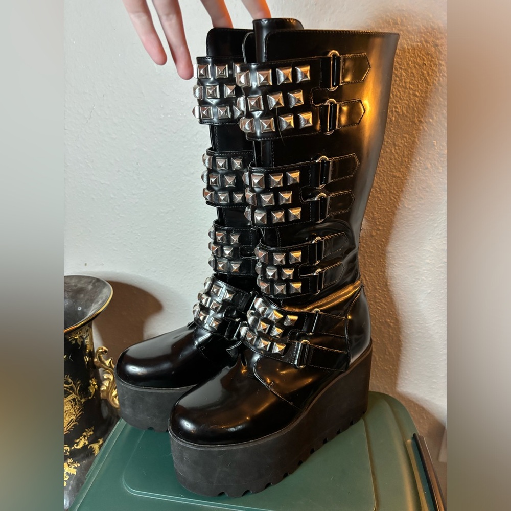 Killstar knee high studded platforms. PRE LOVED, READ DESCRIPTION***